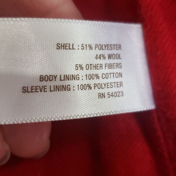 Old Navy Pea Coat Womens sz Medium Wool Blend Hooded Toggle Red - Picture 8 of 9